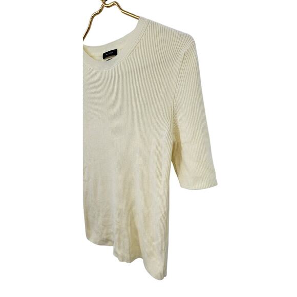 Massimo Dutti Italian Yarn Ribbed 1/2 Sleeve Sweater Top Pale Yellow Medium - Picture 5 of 8